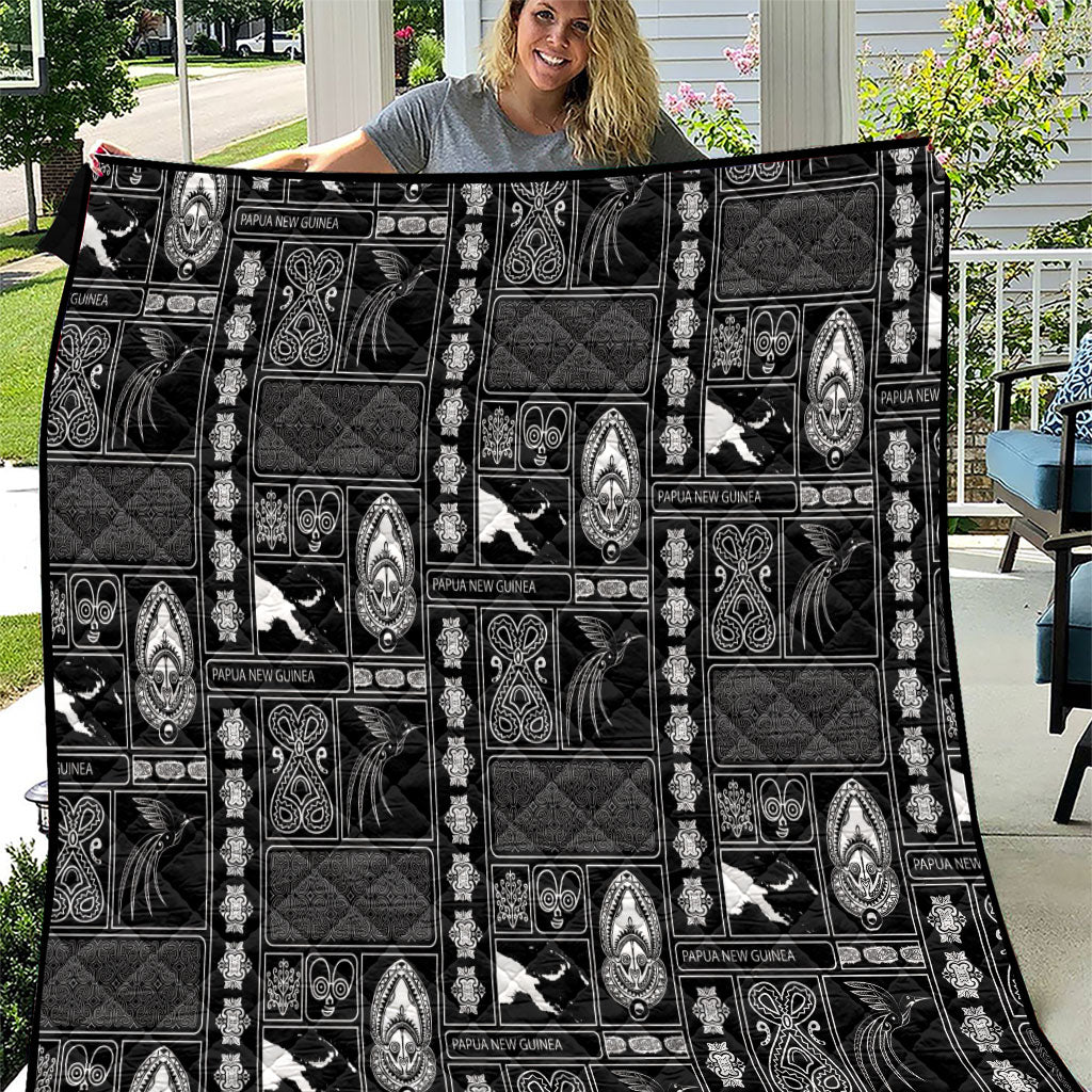 Papua New Guinea Heritage Motif Quilt Black Version LT05 Black - Polynesian Pride