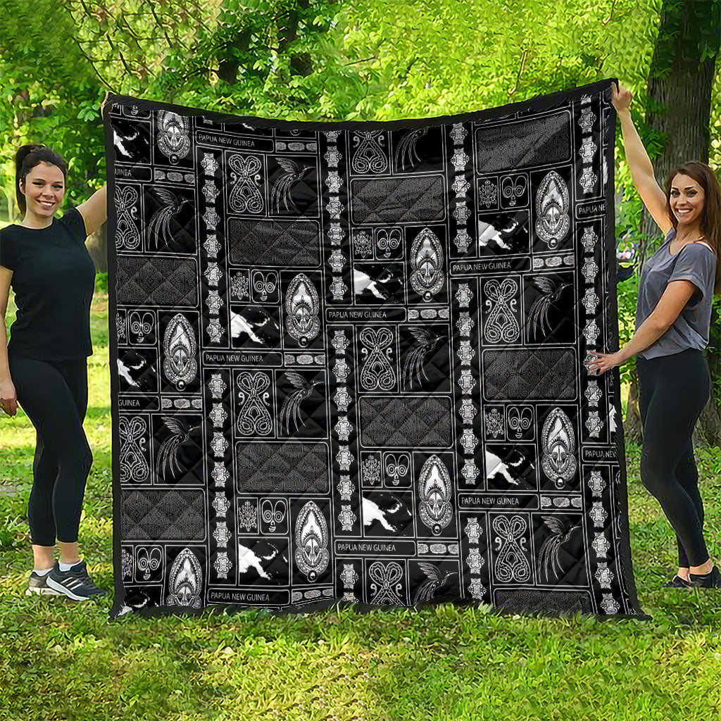 Papua New Guinea Heritage Motif Quilt Black Version LT05 - Polynesian Pride