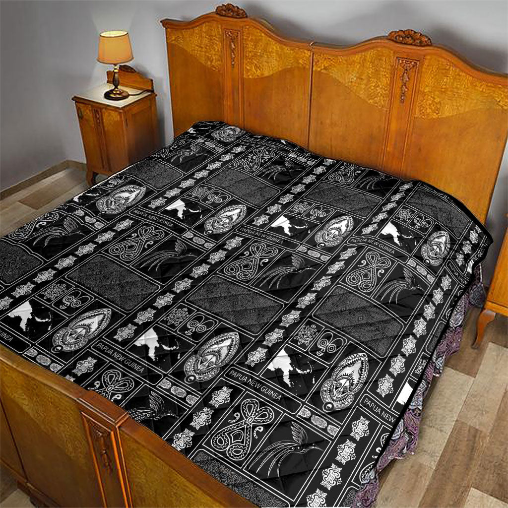 Papua New Guinea Heritage Motif Quilt Black Version LT05 - Polynesian Pride