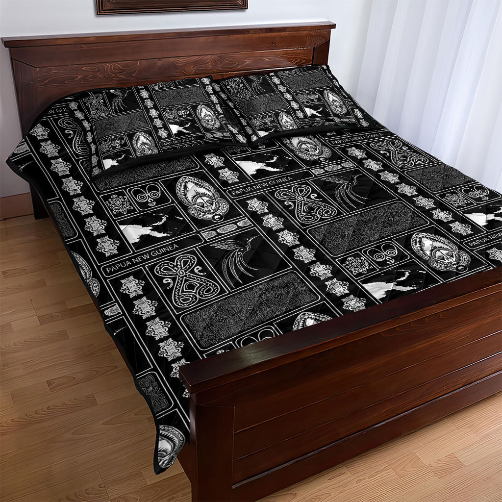 Papua New Guinea Heritage Motif Quilt Bed Set Black Version LT05 - Polynesian Pride