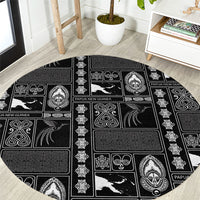 Papua New Guinea Heritage Motif Round Carpet Black Version LT05 Black - Polynesian Pride