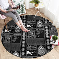 Papua New Guinea Heritage Motif Round Carpet Black Version LT05 - Polynesian Pride