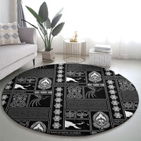 Papua New Guinea Heritage Motif Round Carpet Black Version LT05 - Polynesian Pride