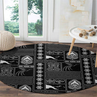 Papua New Guinea Heritage Motif Round Carpet Black Version LT05 - Polynesian Pride