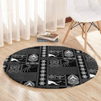 Papua New Guinea Heritage Motif Round Carpet Black Version LT05 - Polynesian Pride
