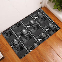 Papua New Guinea Heritage Motif Rubber Doormat Black Version LT05 - Polynesian Pride
