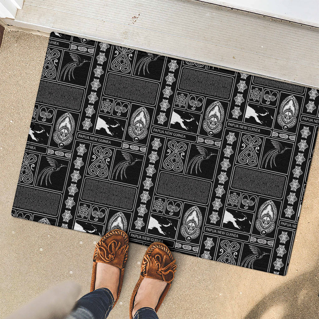 Papua New Guinea Heritage Motif Rubber Doormat Black Version LT05 - Polynesian Pride