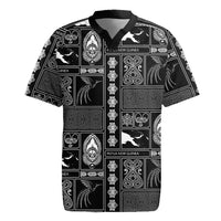 Papua New Guinea Heritage Motif Rugby Jersey Black Version LT05 Black - Polynesian Pride