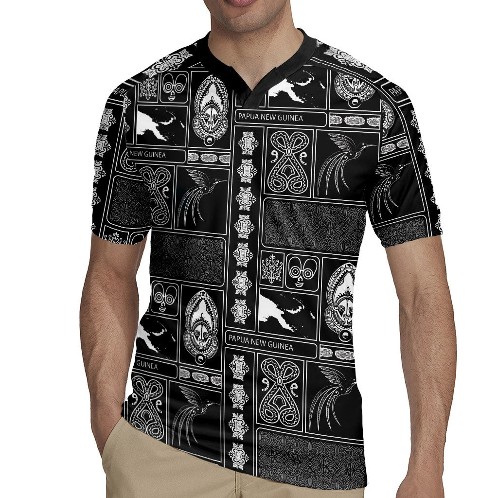 Papua New Guinea Heritage Motif Rugby Jersey Black Version LT05 - Polynesian Pride