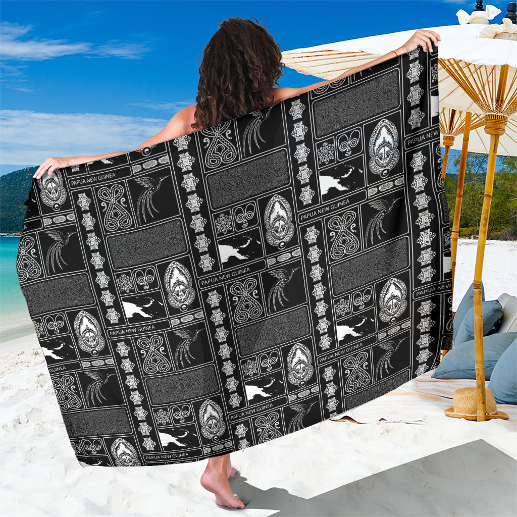 Papua New Guinea Heritage Motif Sarong Black Version LT05 One Size 44 x 66 inches Black - Polynesian Pride