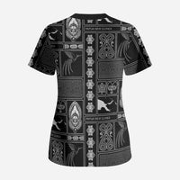 Papua New Guinea Heritage Motif Scrub Top Black Version LT05 - Polynesian Pride