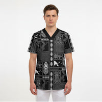 Papua New Guinea Heritage Motif Scrub Top Black Version LT05 - Polynesian Pride