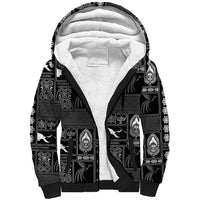 Papua New Guinea Heritage Motif Sherpa Hoodie Black Version LT05 Unisex Black - Polynesian Pride