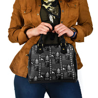 Papua New Guinea Heritage Motif Shoulder Handbag Black Version LT05 - Polynesian Pride
