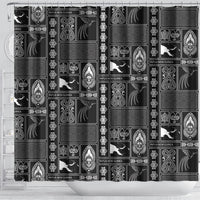Papua New Guinea Heritage Motif Shower Curtain Black Version LT05 - Polynesian Pride