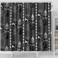 Papua New Guinea Heritage Motif Shower Curtain Black Version LT05 - Polynesian Pride