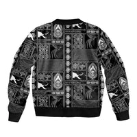 Papua New Guinea Heritage Motif Sleeve Zip Bomber Jacket Black Version LT05 - Polynesian Pride