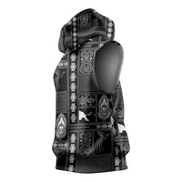 Papua New Guinea Heritage Motif Sleeveless Hoodie Black Version LT05 - Polynesian Pride