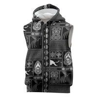 Papua New Guinea Heritage Motif Sleeveless Zip Hoodie Black Version LT05 Black - Polynesian Pride