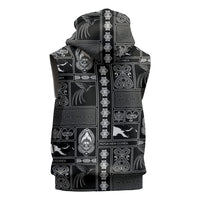 Papua New Guinea Heritage Motif Sleeveless Zip Hoodie Black Version LT05 - Polynesian Pride