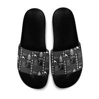 Papua New Guinea Heritage Motif Slide Sandals Black Version LT05 Black - Polynesian Pride