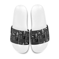 Papua New Guinea Heritage Motif Slide Sandals Black Version LT05 Black - Polynesian Pride