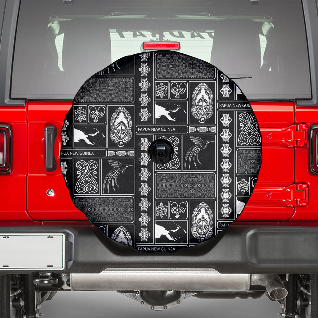 Papua New Guinea Heritage Motif Spare Tire Cover Black Version LT05 - Polynesian Pride