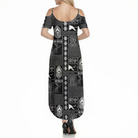 Papua New Guinea Heritage Motif Summer Maxi Dress Black Version LT05 - Polynesian Pride