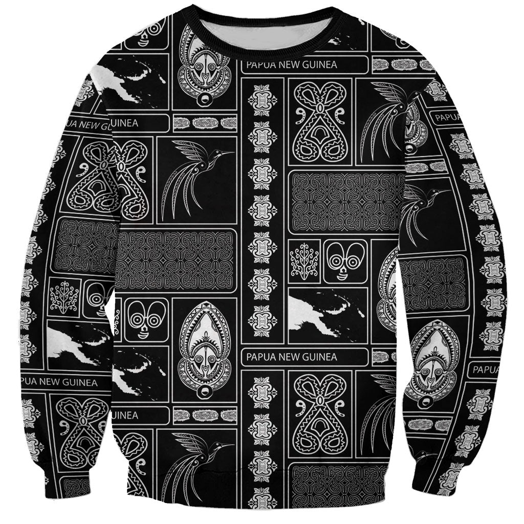 Papua New Guinea Heritage Motif Sweatshirt Black Version LT05 Unisex Black - Polynesian Pride