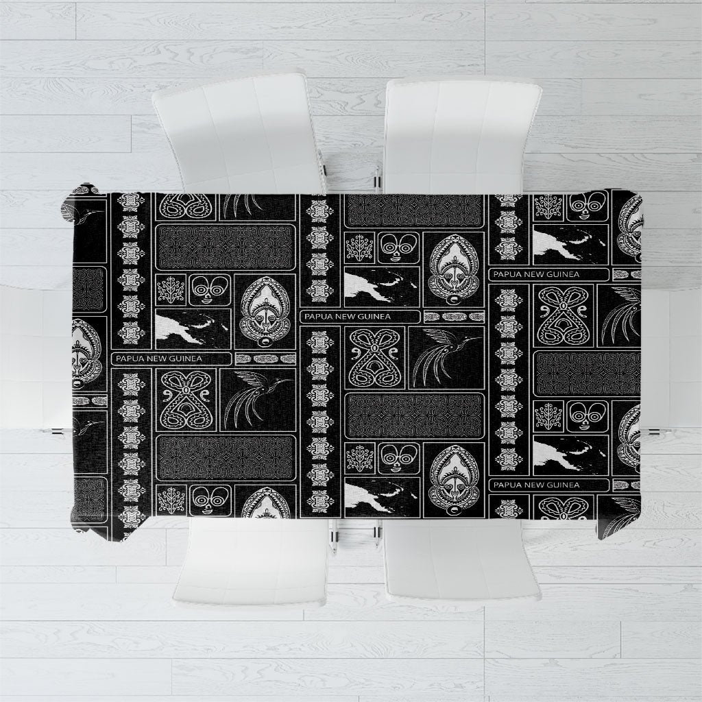 Papua New Guinea Heritage Motif Tablecloth Black Version LT05 Black - Polynesian Pride