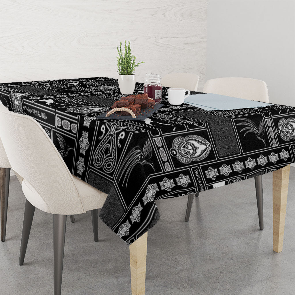 Papua New Guinea Heritage Motif Tablecloth Black Version LT05 - Polynesian Pride