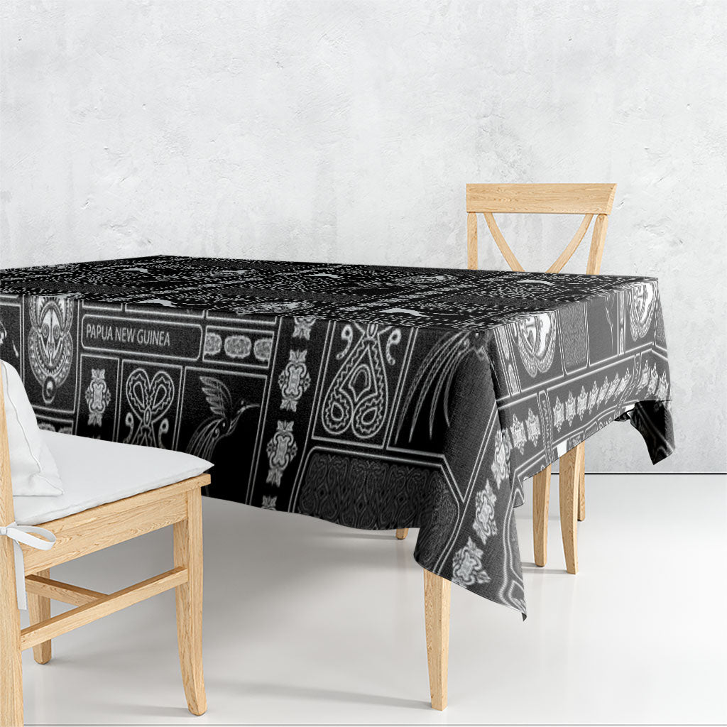 Papua New Guinea Heritage Motif Tablecloth Black Version LT05 - Polynesian Pride