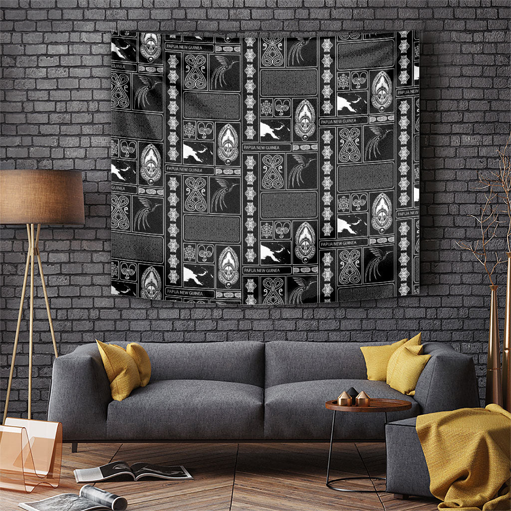 Papua New Guinea Heritage Motif Tapestry Black Version LT05 Black - Polynesian Pride