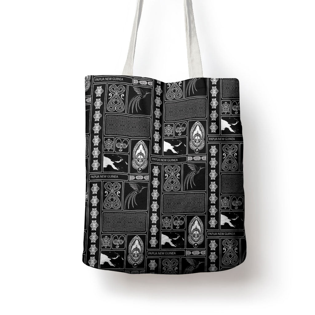 Papua New Guinea Heritage Motif Tote Bag Black Version LT05 - Polynesian Pride