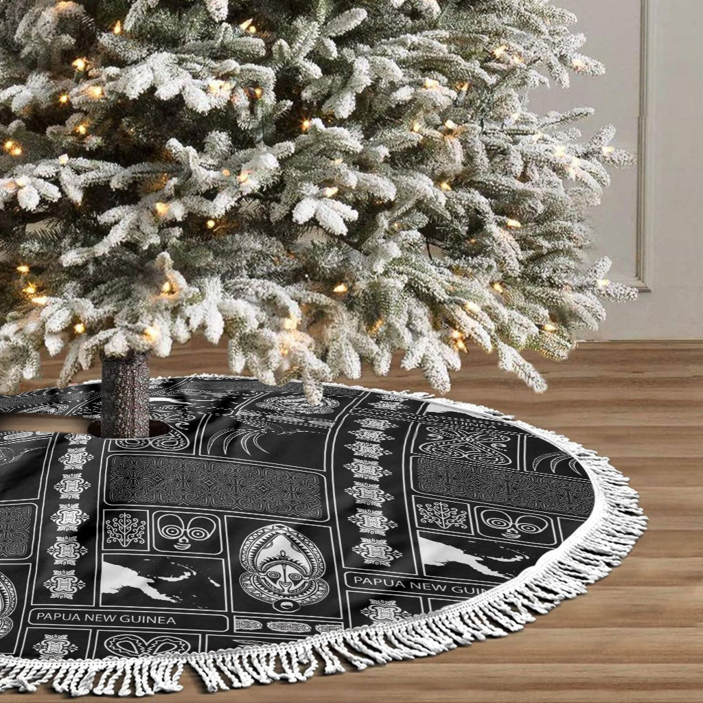 Papua New Guinea Heritage Motif Tree Skirt Black Version LT05 - Polynesian Pride