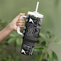 Papua New Guinea Heritage Motif Tumbler With Handle Black Version LT05 - Polynesian Pride
