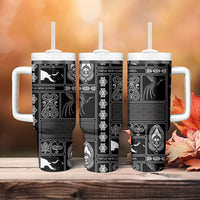 Papua New Guinea Heritage Motif Tumbler With Handle Black Version LT05 - Polynesian Pride