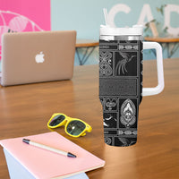 Papua New Guinea Heritage Motif Tumbler With Handle Black Version LT05 - Polynesian Pride