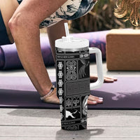 Papua New Guinea Heritage Motif Tumbler With Handle Black Version LT05 - Polynesian Pride