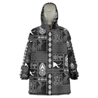 Papua New Guinea Heritage Motif Wearable Blanket Hoodie Black Version LT05 One Size Black - Polynesian Pride