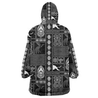 Papua New Guinea Heritage Motif Wearable Blanket Hoodie Black Version LT05 - Polynesian Pride