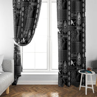 Papua New Guinea Heritage Motif Window Curtain Black Version LT05 - Polynesian Pride