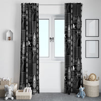 Papua New Guinea Heritage Motif Window Curtain Black Version LT05 - Polynesian Pride
