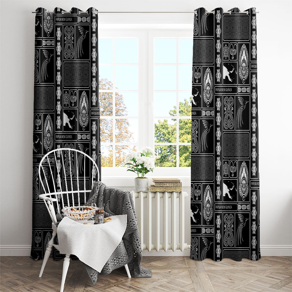 Papua New Guinea Heritage Motif Window Curtain Black Version LT05 - Polynesian Pride