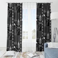 Papua New Guinea Heritage Motif Window Curtain Black Version LT05 - Polynesian Pride