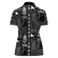 Papua New Guinea Heritage Motif Women Polo Shirt Black Version LT05 - Polynesian Pride