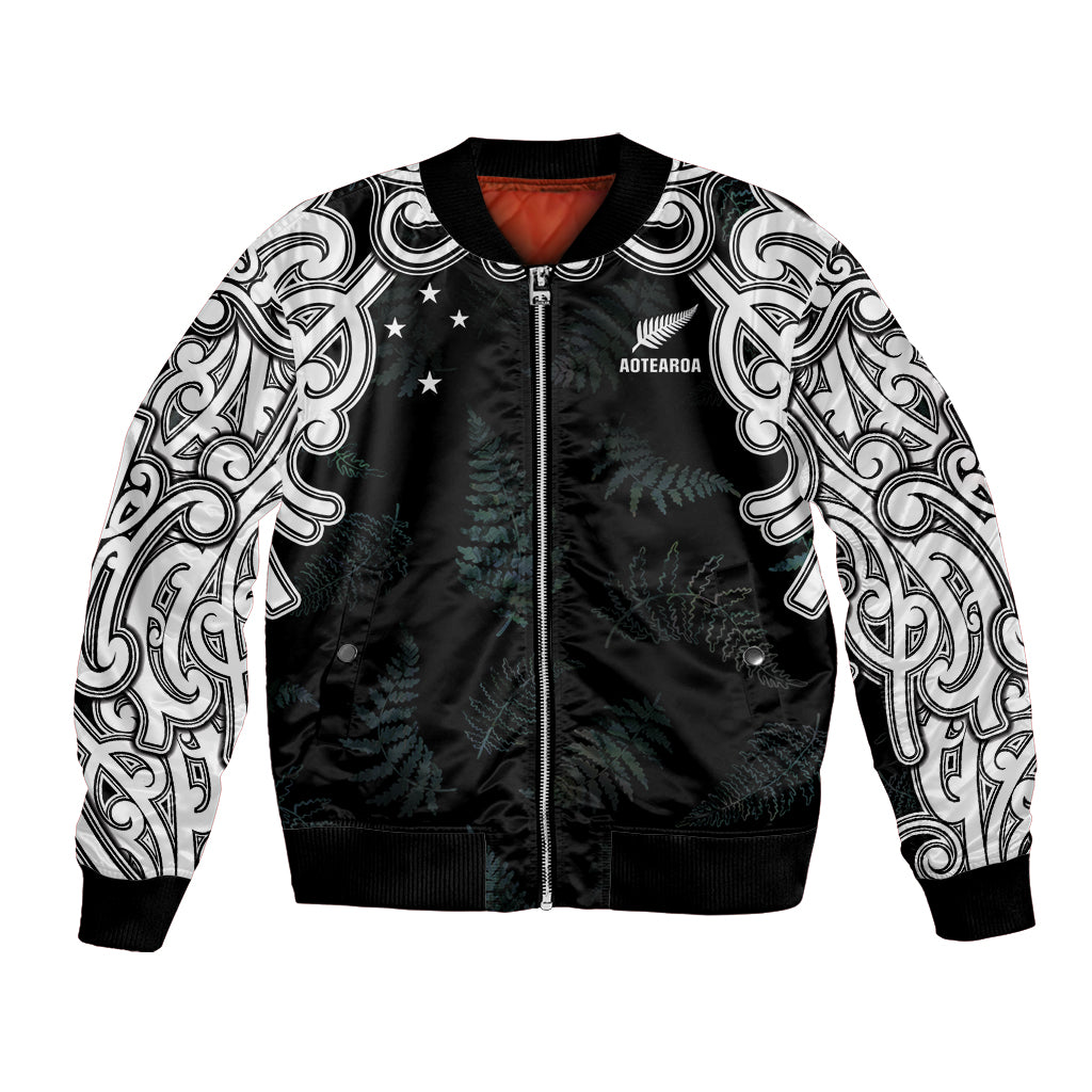 Custom New Zealand Fern Women Rugby Bomber Jacket Maori Pattern