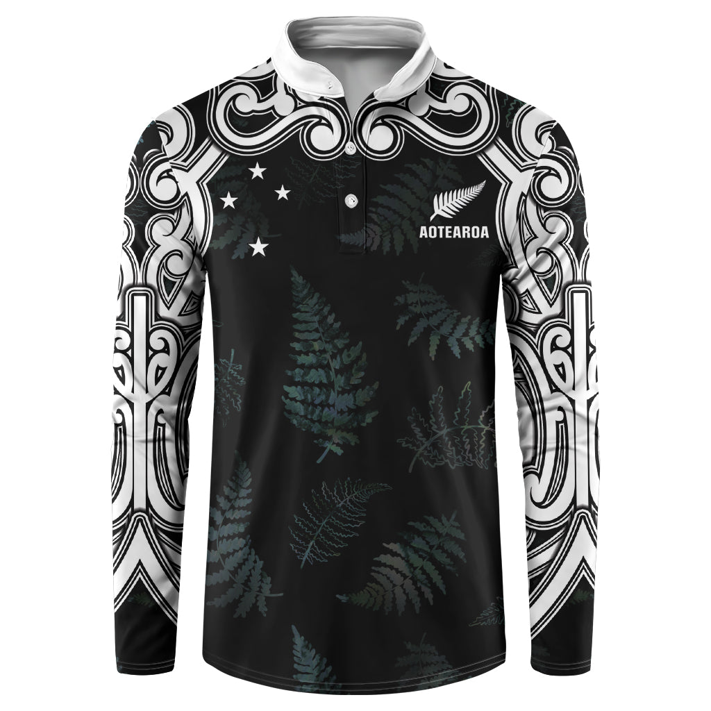 Custom New Zealand Fern Women Rugby Button Sweatshirt Maori Pattern