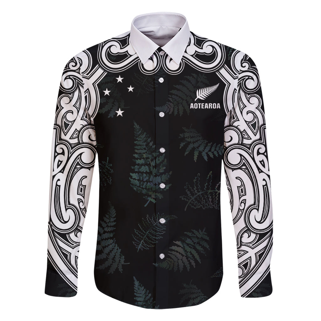 Custom New Zealand Fern Women Rugby Family Matching Off Shoulder Maxi Dress and Hawaiian Shirt Maori Pattern