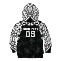 Custom New Zealand Fern Women Rugby Kid Hoodie Maori Pattern